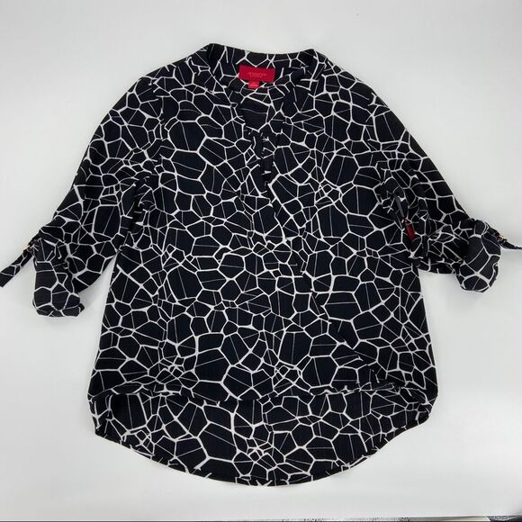 Jennifer Lopez Black Animal Print Drape Front Top NWT - Picture 2 of 14